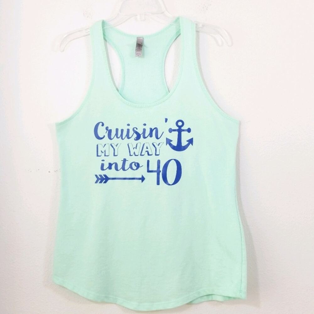 Next Level aqua racer back tank top turning 40 XL
